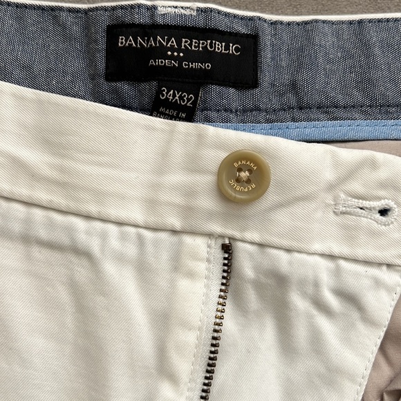 Banana Republic | White Aiden Chino Pants | 100% Cotton | Size 34W x 32 L | - Picture 6 of 11